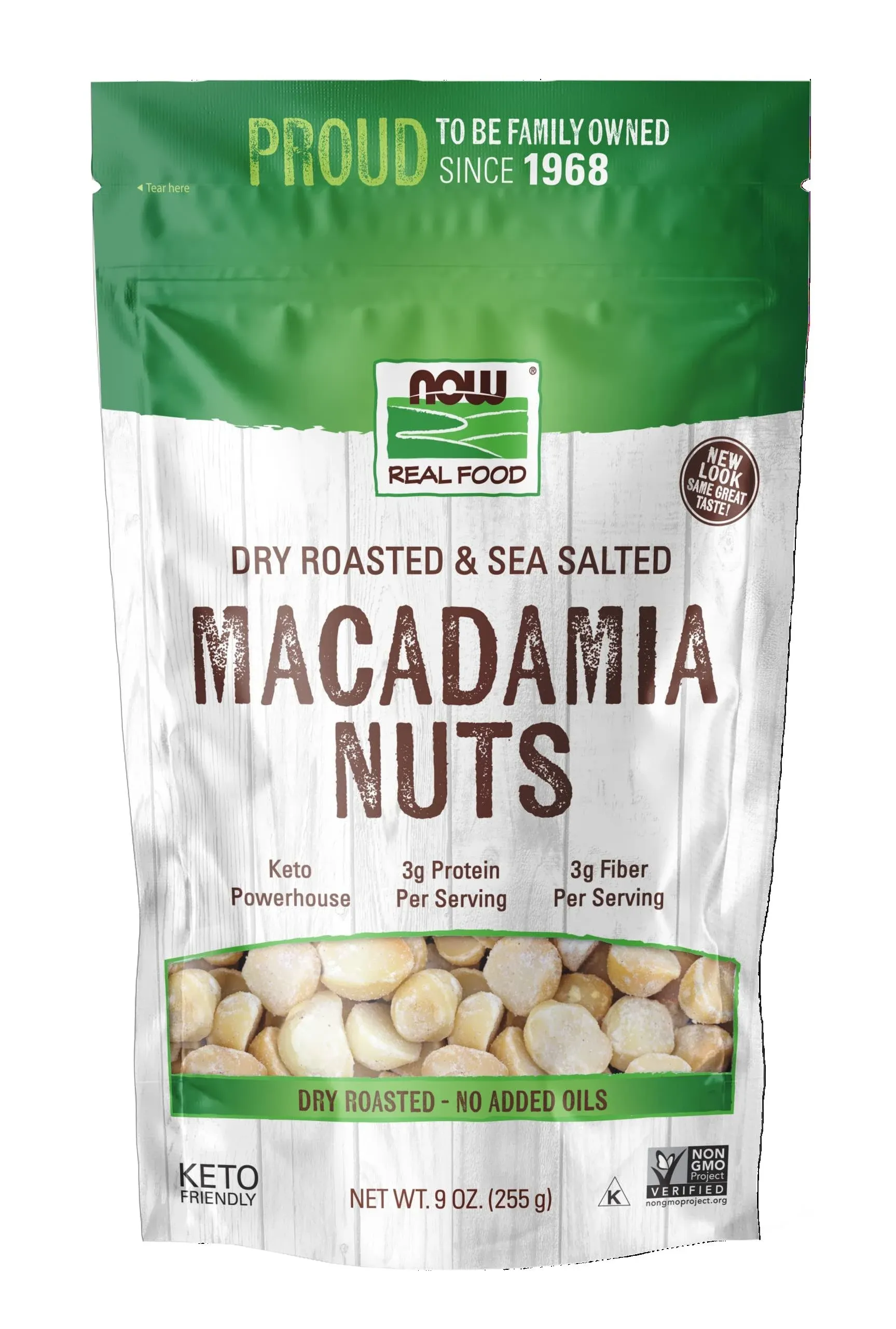 NOW Foods, Real Food, Macadamia Nuts, Dry Roasted, Salted, 9 oz (255 g)