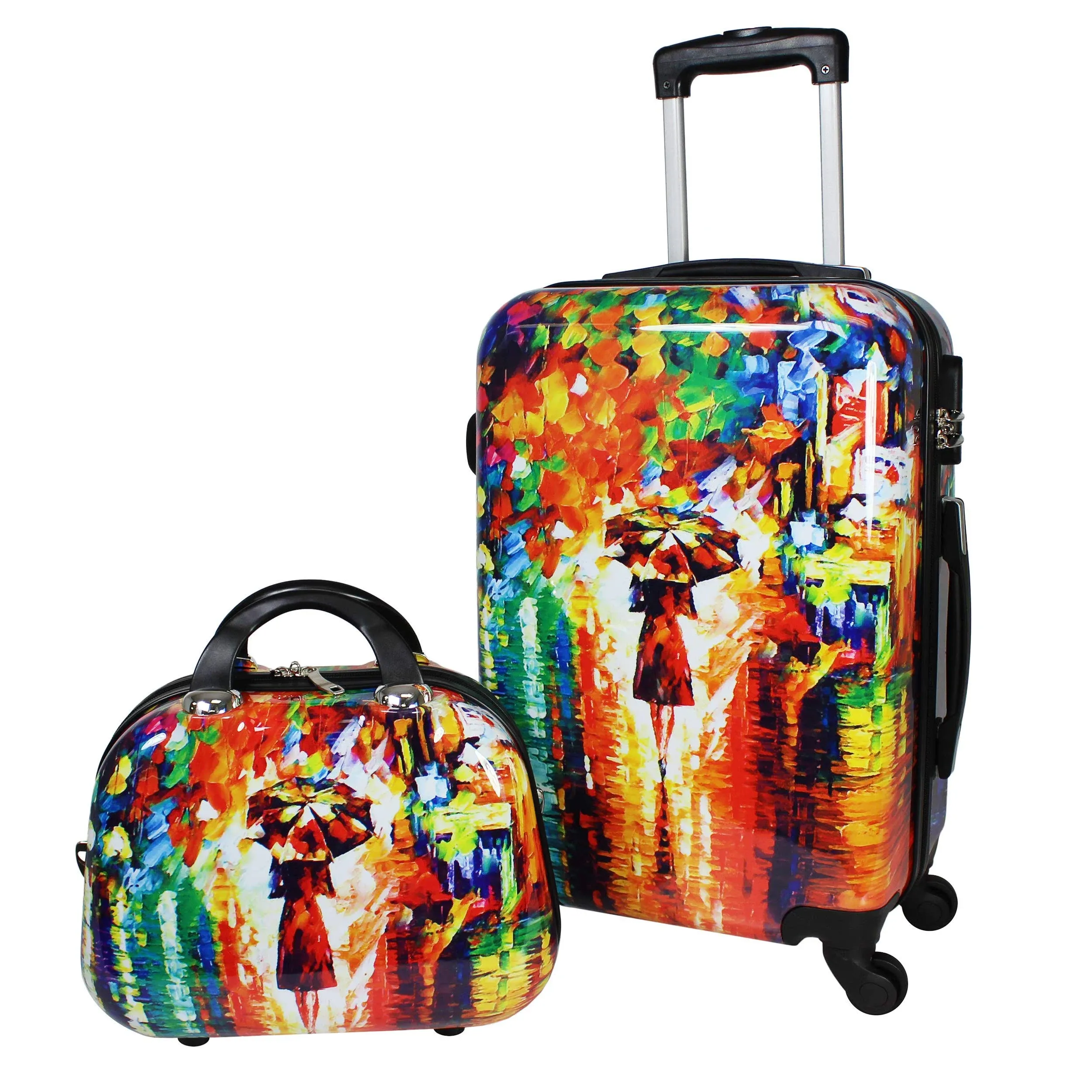 World Traveler 2-Piece Carry-on Hardside Spinner Luggage Set-Paris Nights, One Size