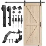 SMARTSTANDARD 30in x 84in Sliding Barn Door with 5ft Barn Door Hardware Kit & Handle, Pre-Drilled Ready to Assemble, DIY Unfinished Solid Spruce