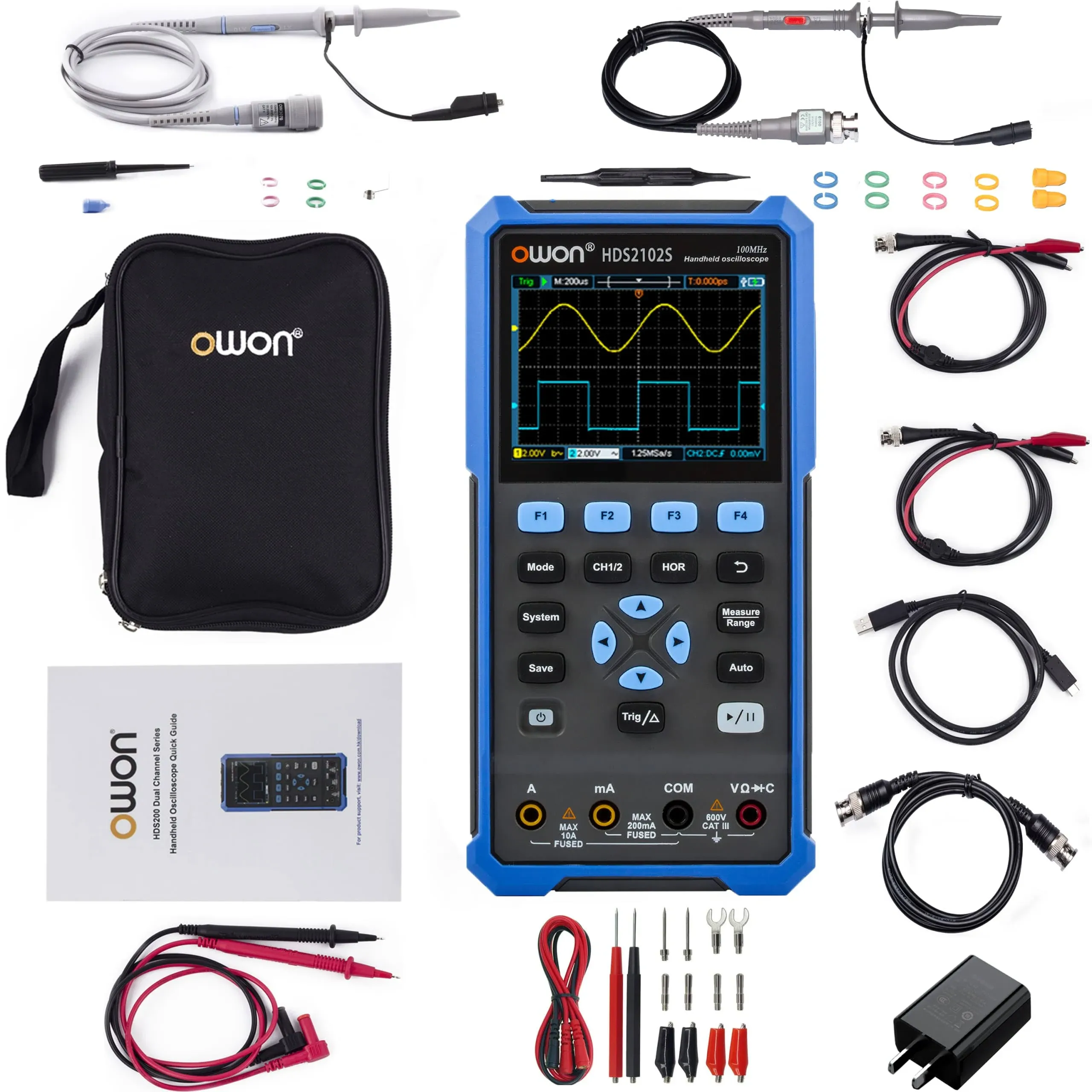 Abestop Hds2102s Owon Oscilloscope 2+1CH Digital Handheld Oscilloscope ...