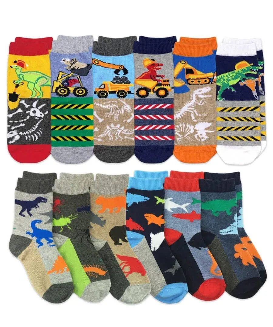 Jefferies Socks Boys Multicolored Stripe Fashion Variety Crew Socks 12 Pair Pack