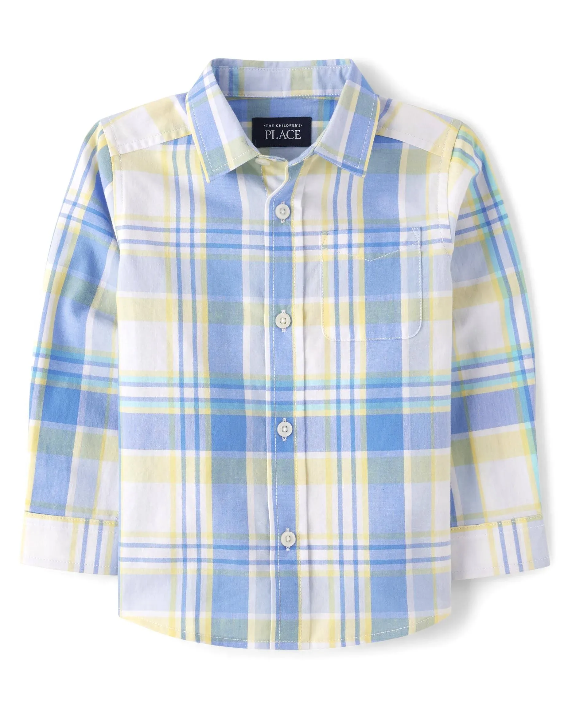 The Children's Place Baby Boys' Long Sleeve Button Down Shirt