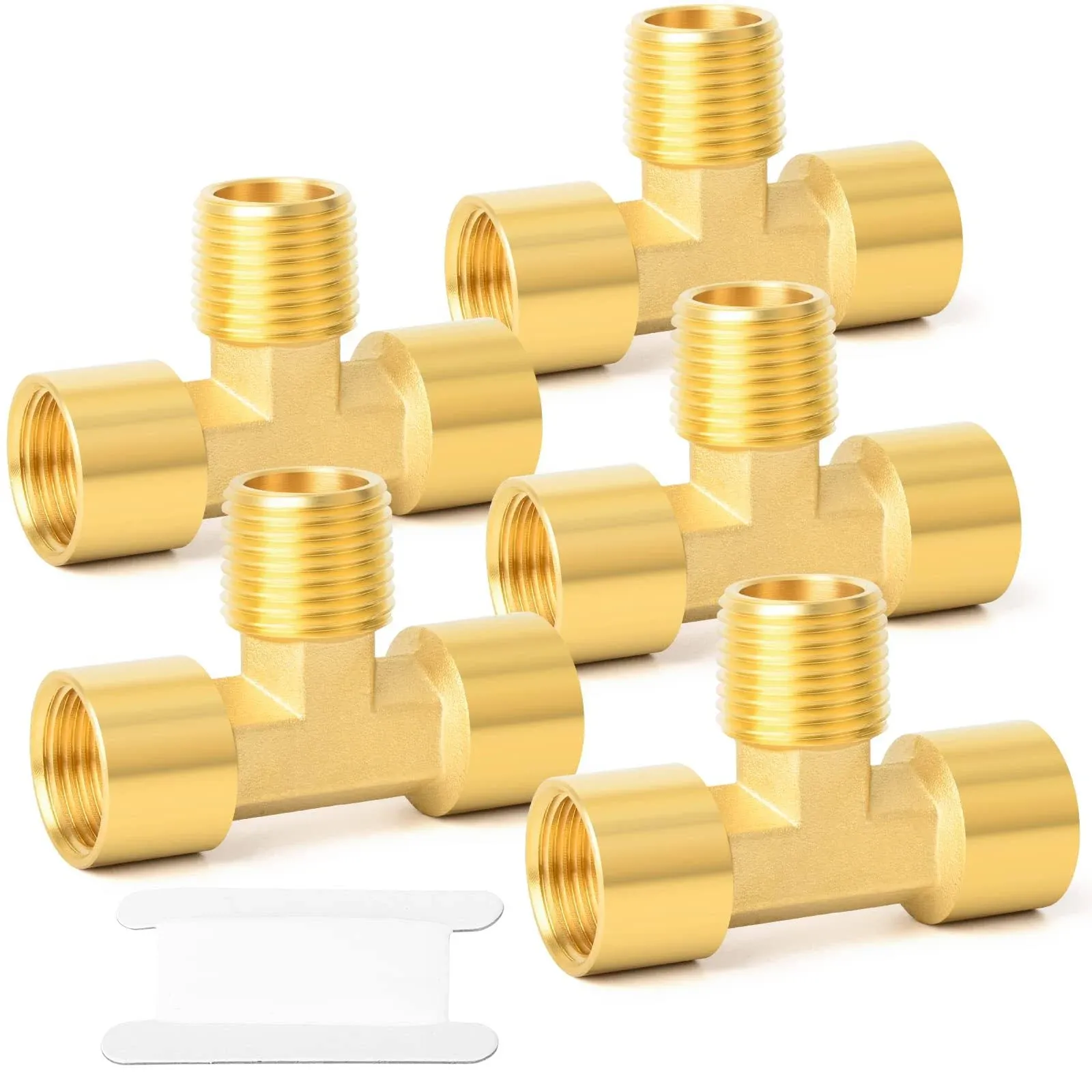 GASHER 2 Pcs Brass Tee Fitting, 1/4" x 1/4" x 1/4" NPT Female Pipe Fittings