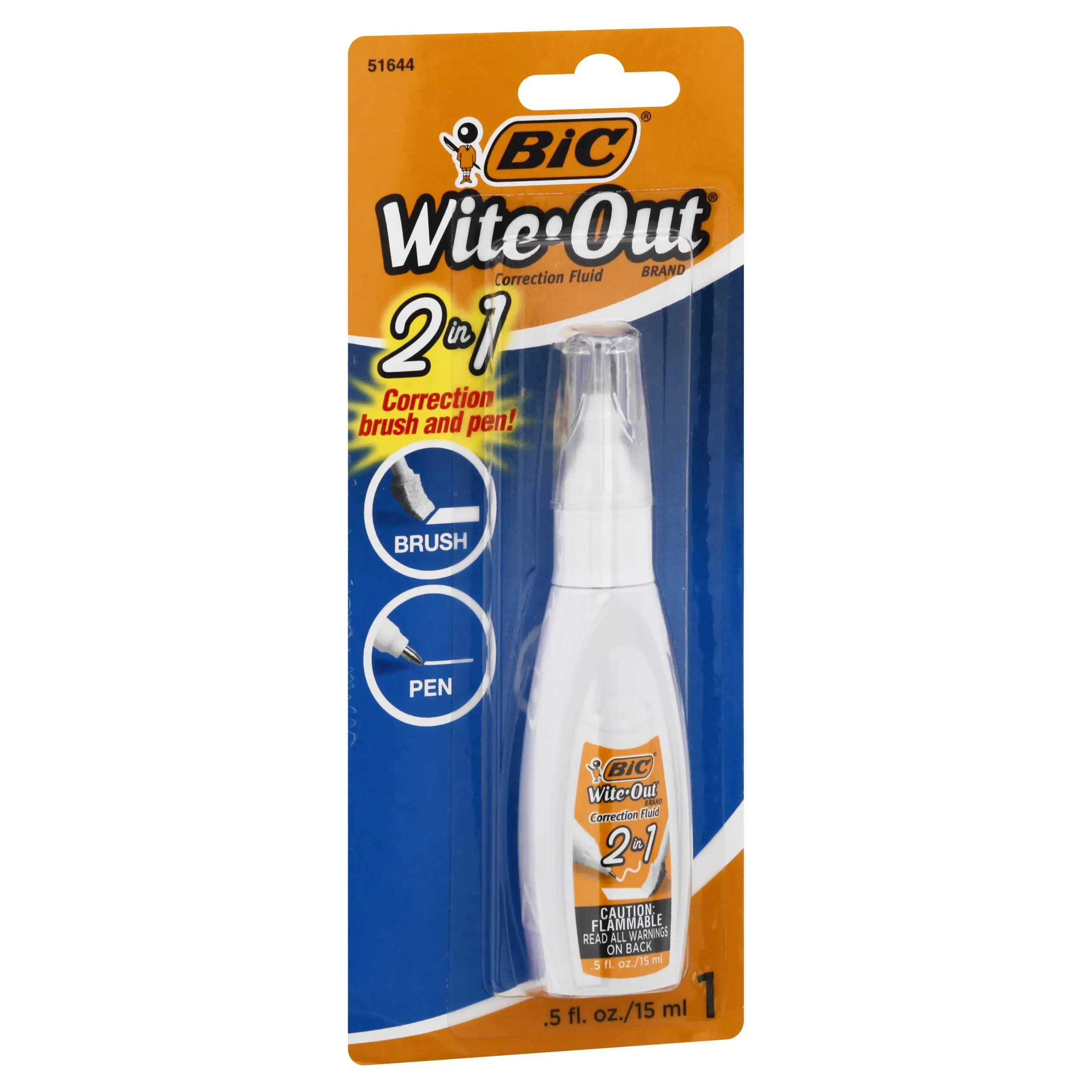 Bic Wite-Out Correction Fluid, 2 in 1 - 1 fluid, 0.5 fl oz