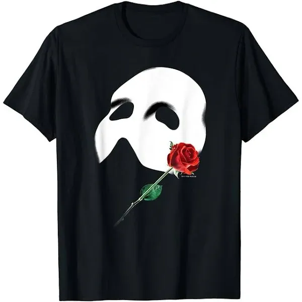 Official &#039;Phantom of the Opera&#039; Vintage Mask &amp; Rose T-Shirt