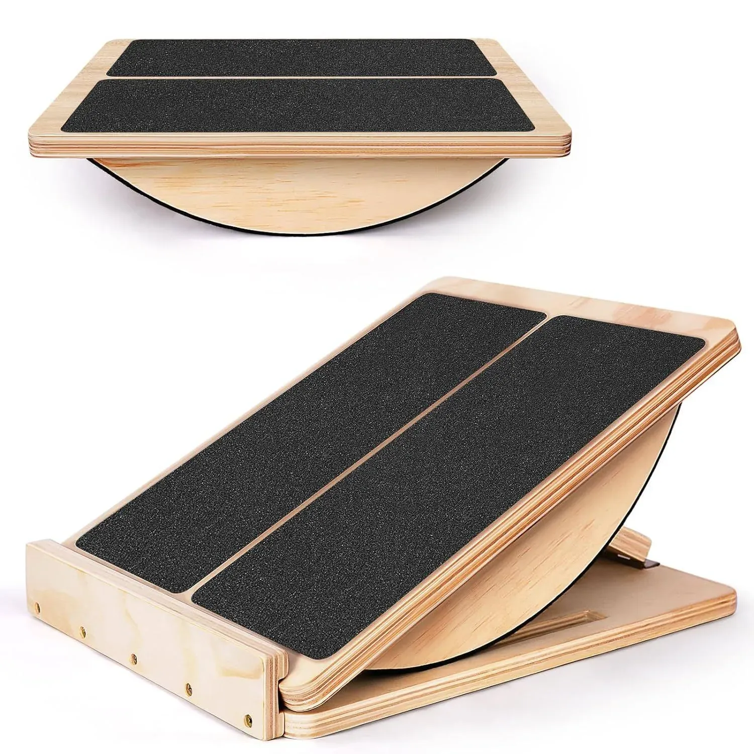 2-in-1 Professional Wooden Slant Board & Balance Board, Adjustable Incline Board