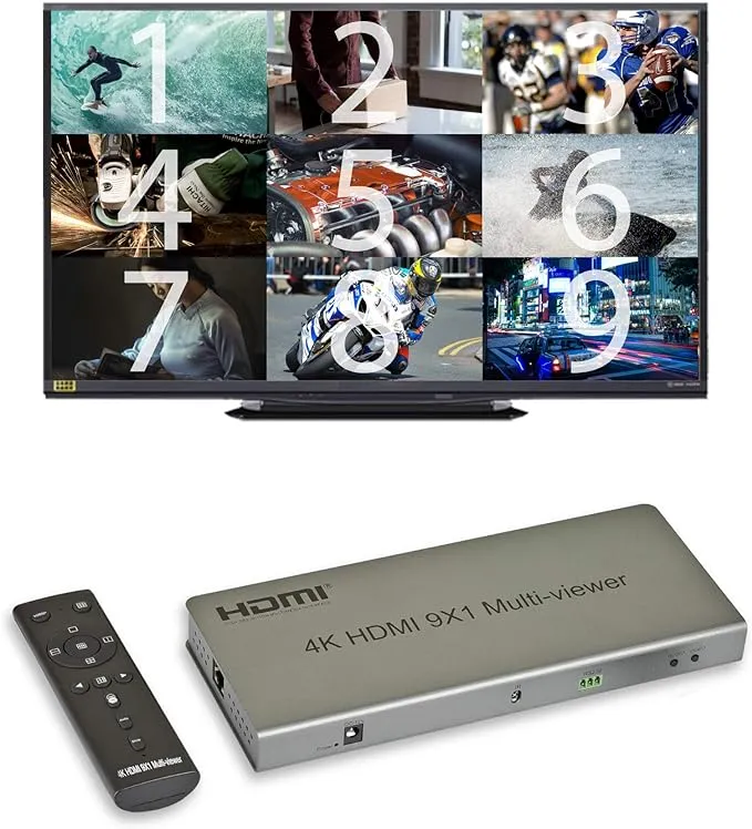 9-Channel HDMI Multi-Viewer/Screen Divider/Switch | 1080p / 4K@30Hz | 11 Viewing modes