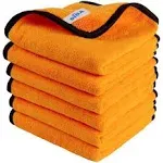 MR.SIGA Professional Premium Microfiber Towels for Household Cleaning, Dual-Sided Car Washing and Detailing Towels, Gold, 15.7 x 23.6 inch, 6 Pack