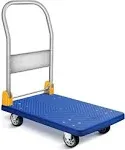 YSSOA Platform Truck with 880lb Weight Capacity and 360 Degree Swivel Wheels, Foldable Push Hand Cart for Loading and Storage, Blue