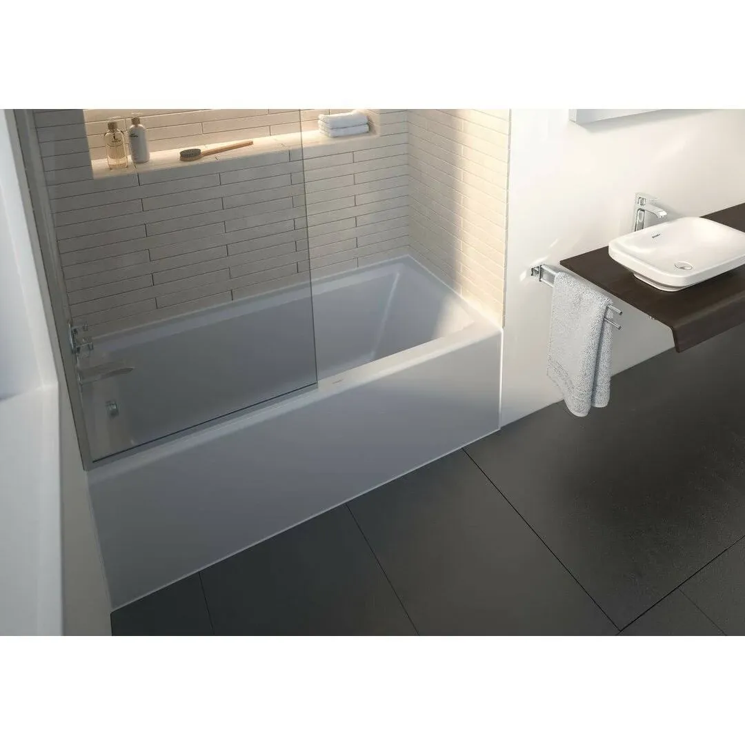 Soaking Tub Architec 60 x 32-1/8 Inch Integrated Panel &amp; Flange Left Drain White Acrylic