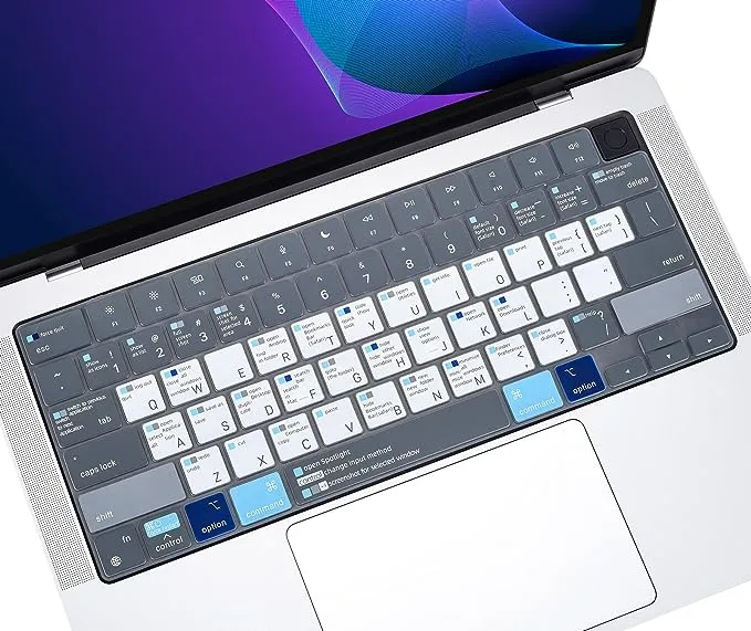 Keyboard Cover with MAC OS Shortcut Hot Keys for Apple MacBook Pro 14 & 16 inch