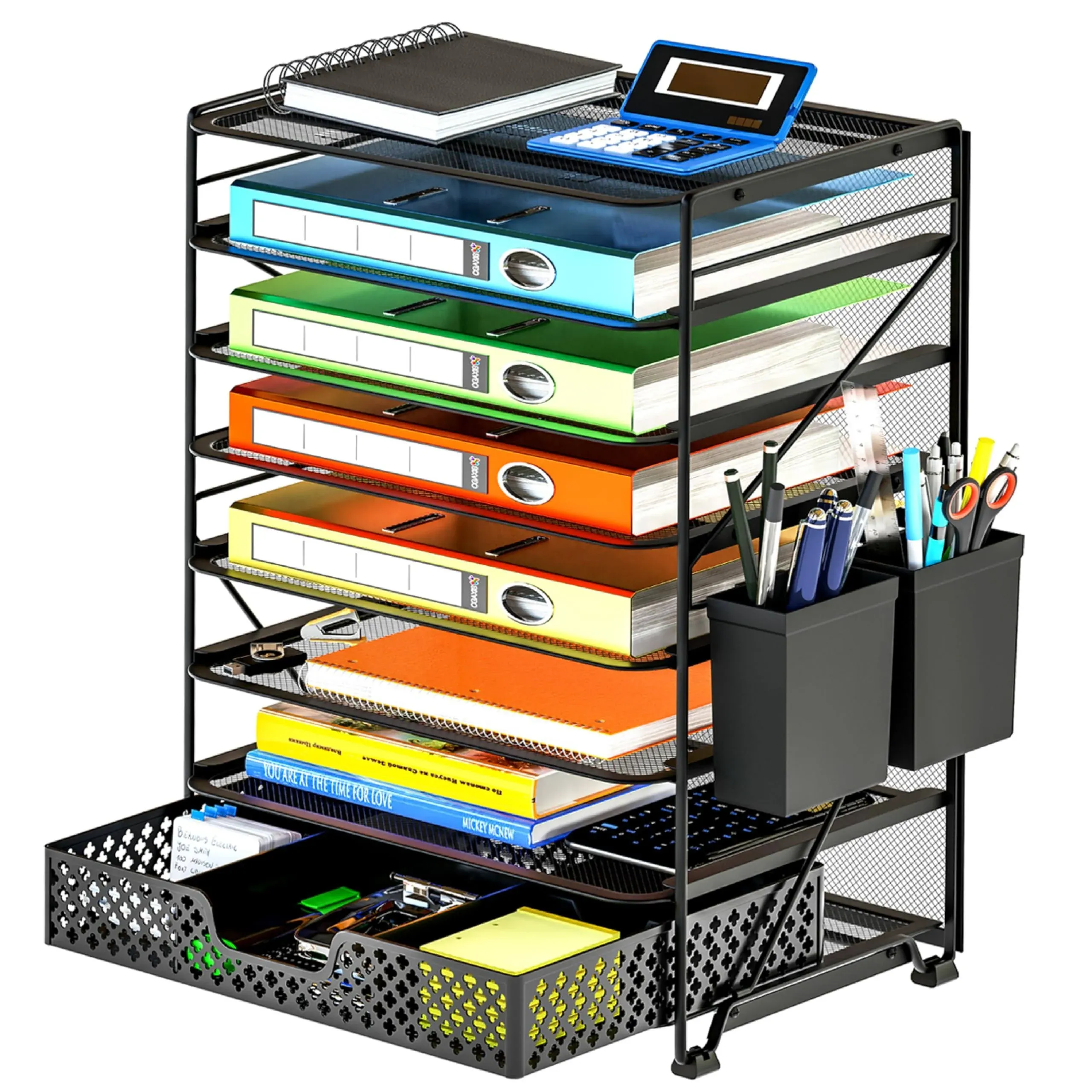 Simple Trending 8-Tier Desk File Organizer, 8-Trays/Vertic<wbr/>al Section, Black 