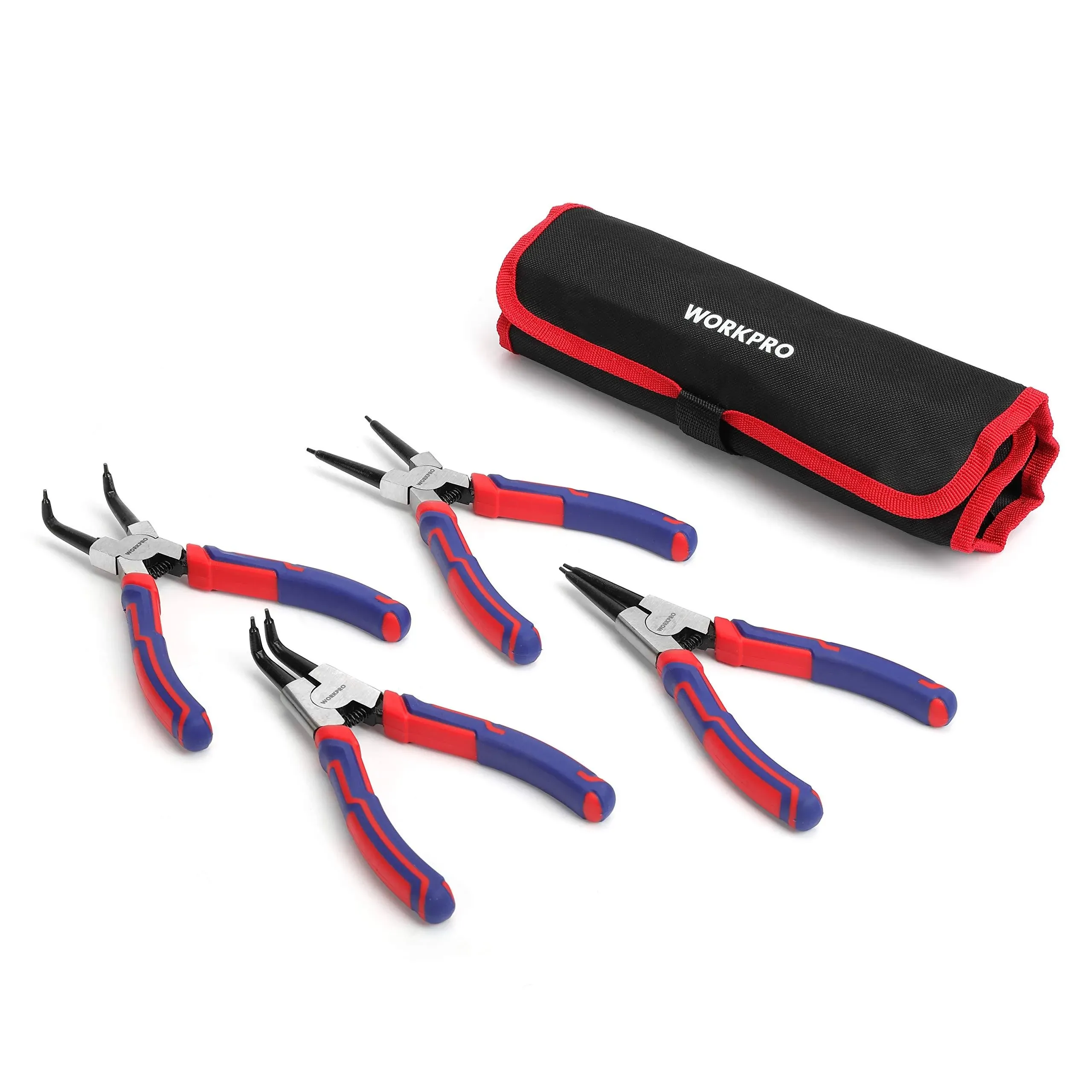 WorkPro 4 Piece Snap Ring Pliers Set Heavy Duty 7 inch Internal External Circlip Kit