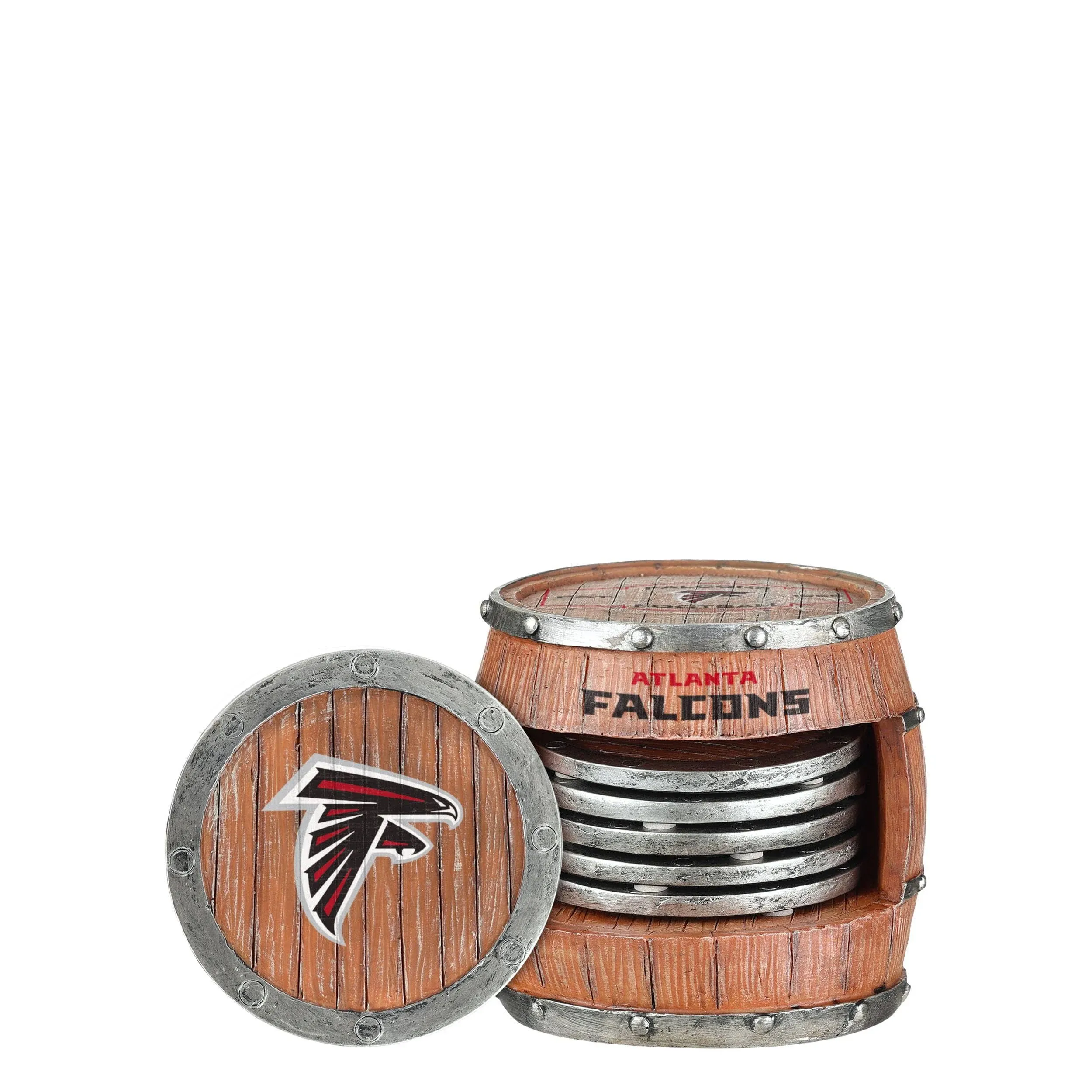 FOCO NFL Team Logo 5-Pack Barrel Beverage Drink Coaster Set