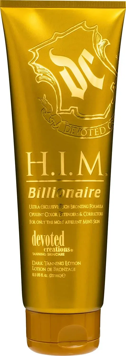 Devoted Creations H.I.M Billionaire Dark Tanning Lotion – Ultra-Exclusive Rich Bronzing Formula with Opulent Color Extenders and Correctors – 8.5 oz. 