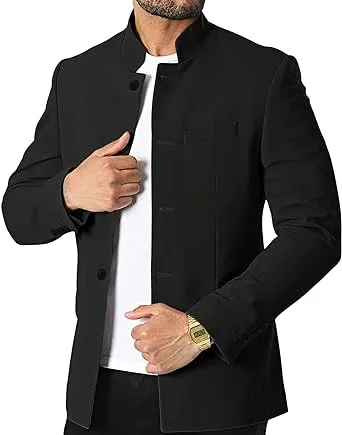 THWEI Mens Casual Suit Blazer Jackets Stand Collar Business Sport Coats