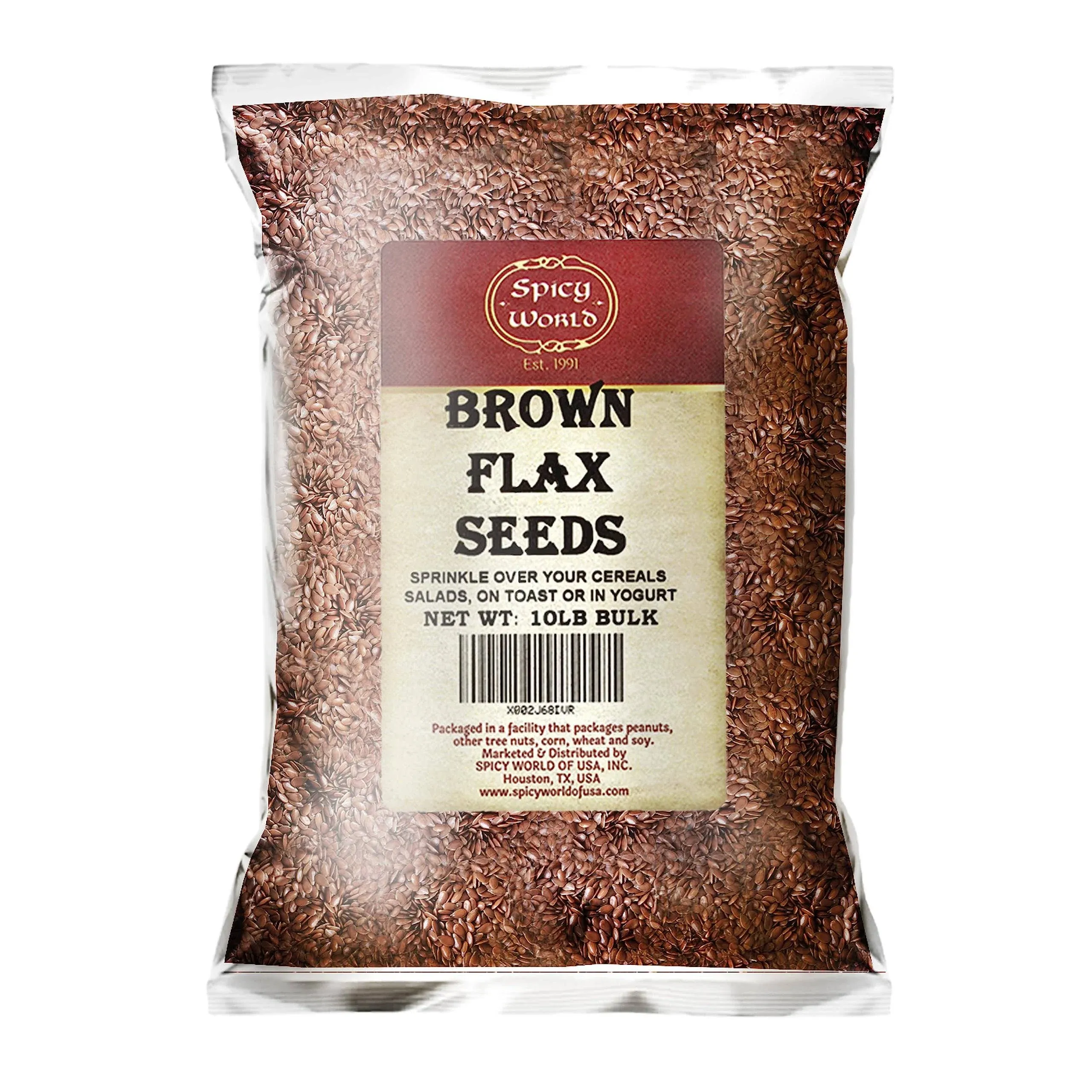 Spicy World Brown Flaxseed 10 Pound Box