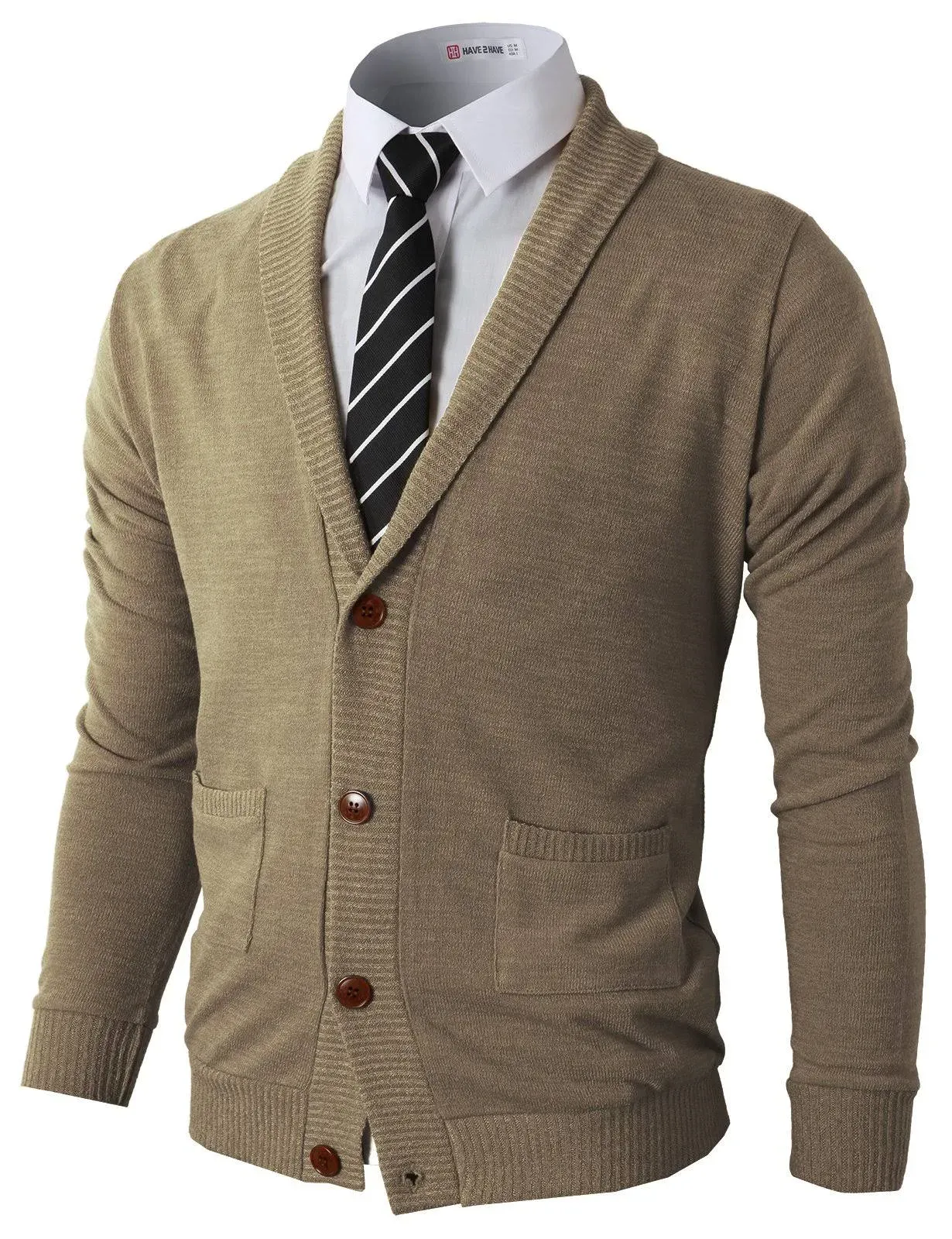 H2H Mens Casual Comfortable Fit Cardigan Sweater Shawl Collar Soft Fabric