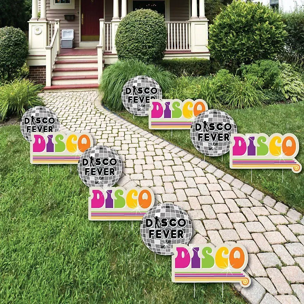 70's Disco - 1970s Lawn Decorations - Outdoor Yard Art Decorations - 10 Piece