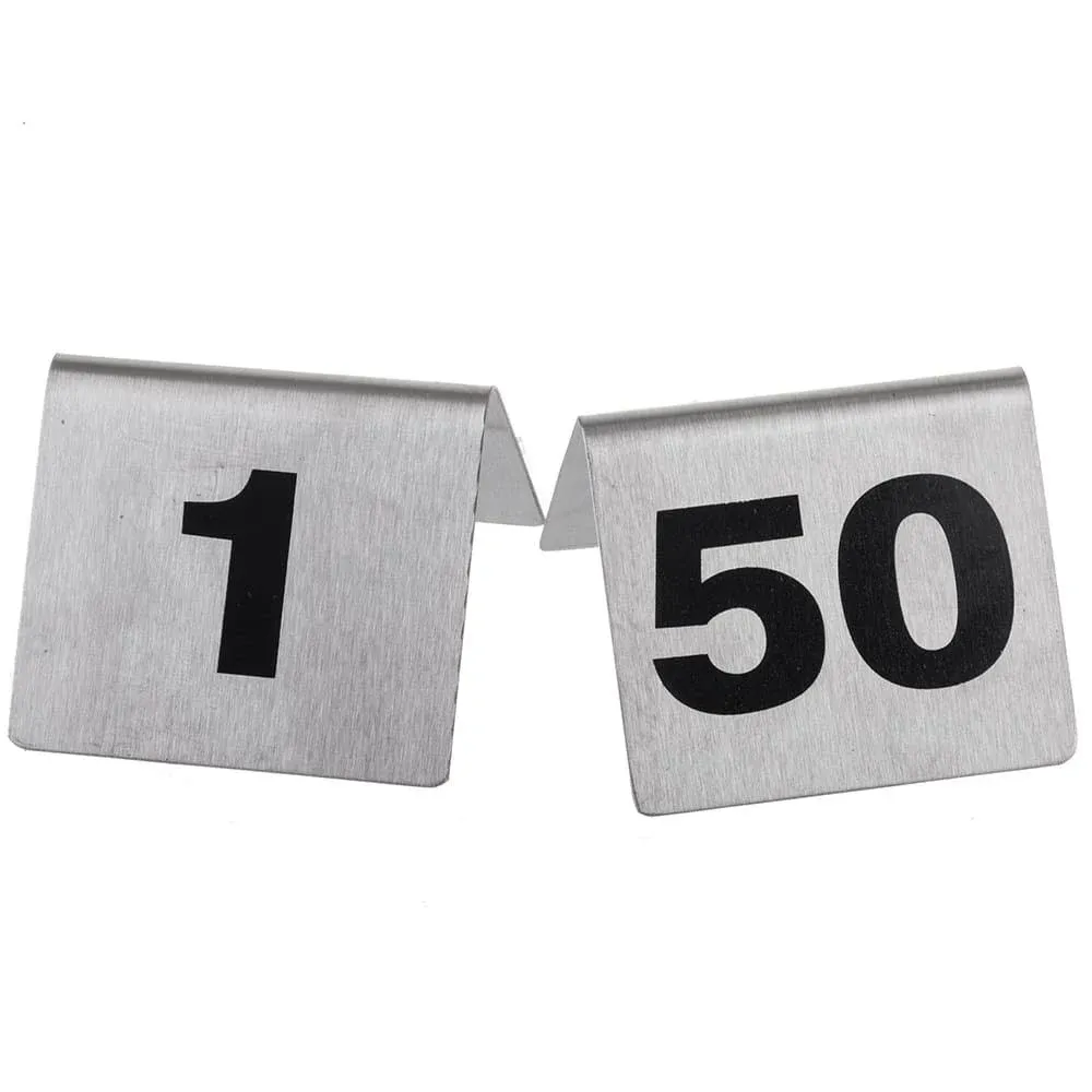 Tablecraft Products T150 1-50 Stainless Steel Number Tents