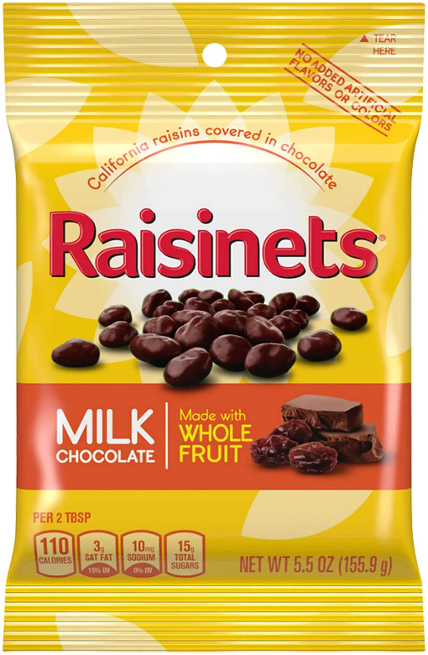 Raisinets Milk Chocolate Covered Raisins, 5.5 Ounce Peg Bag -- 12 per Case