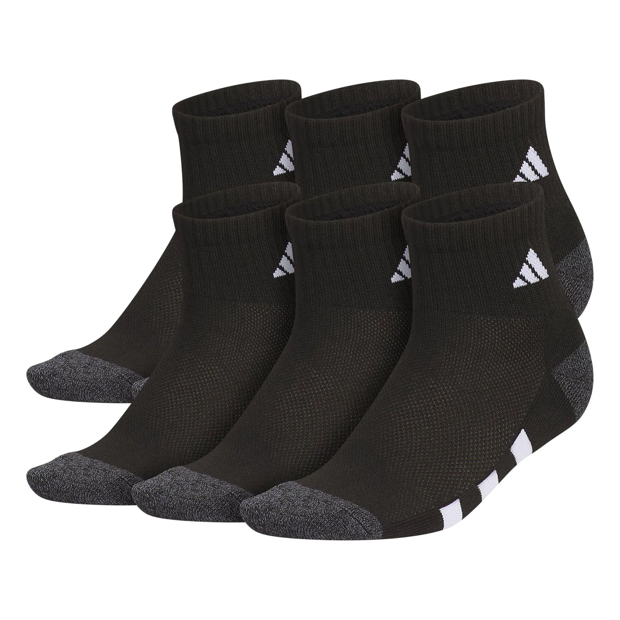 adidas Athletic Cushioned Quarter Socks (6-Pair) for Kids, Boys and Girls, Above The Ankle Fit, Durable Fabric