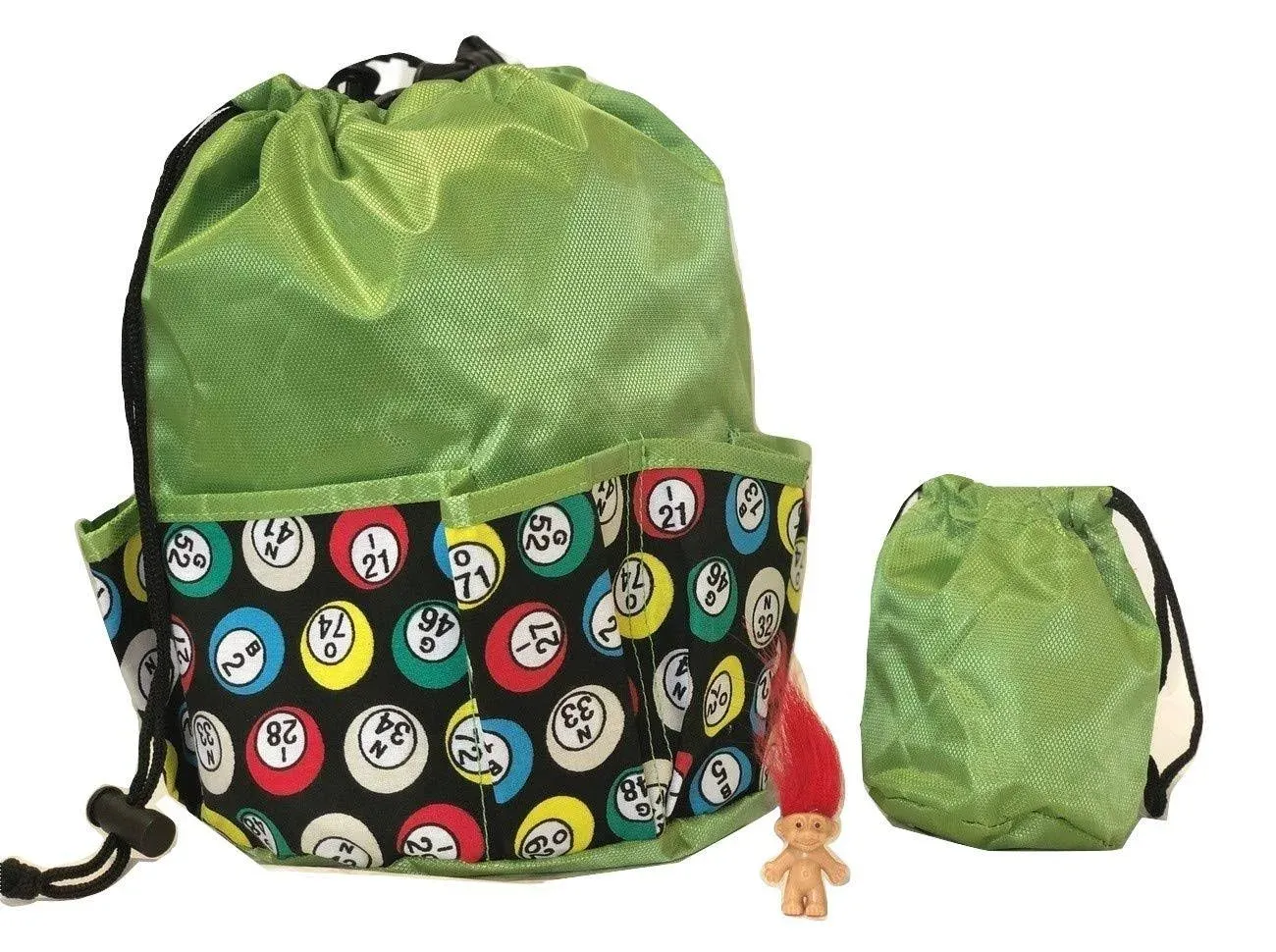 Bingo Dauber Bag- Bingo Balls Design (Blue) 10 Pocket w/Lucky Troll Charm