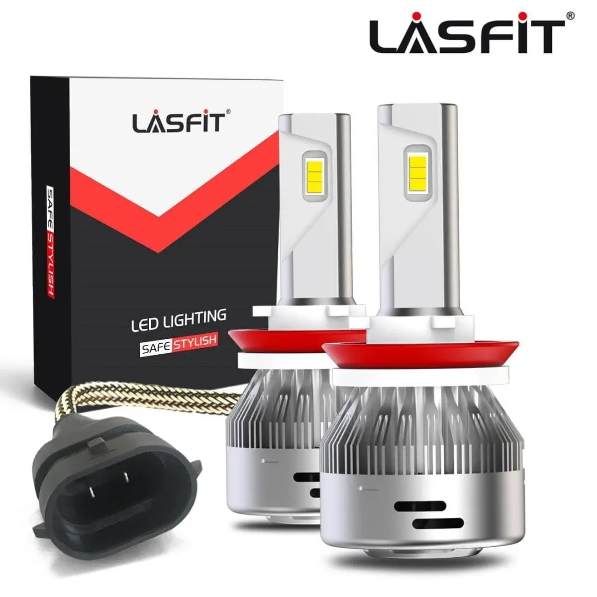 LASFIT H4/9003/HB2 LED Light Bulbs 60W 12000LM Pair 6000K Cool White H19 H1S P43