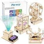 Poraxy 4 in 1 STEM Kits for Kids Age 8-10, Science STEM Projects for Kids 8-12, 3D Puzzles, Educational Craft Building Toys 8-13, Christmas Birthday Gifts for Girls Boys 6 7 8 9 10 11 12 13 Year Old