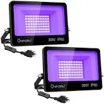 Onforu 2 Pack 30W LED Black Lights, Blacklight Flood Light with Plug, IP66 for