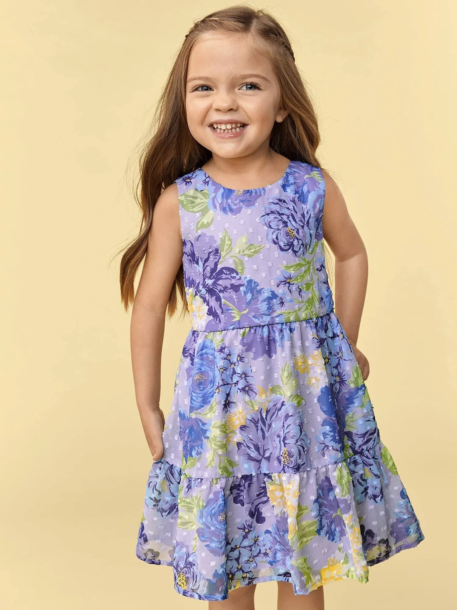 NWT! Children’s Place Floral Tiered Petal Purple Dress 3T