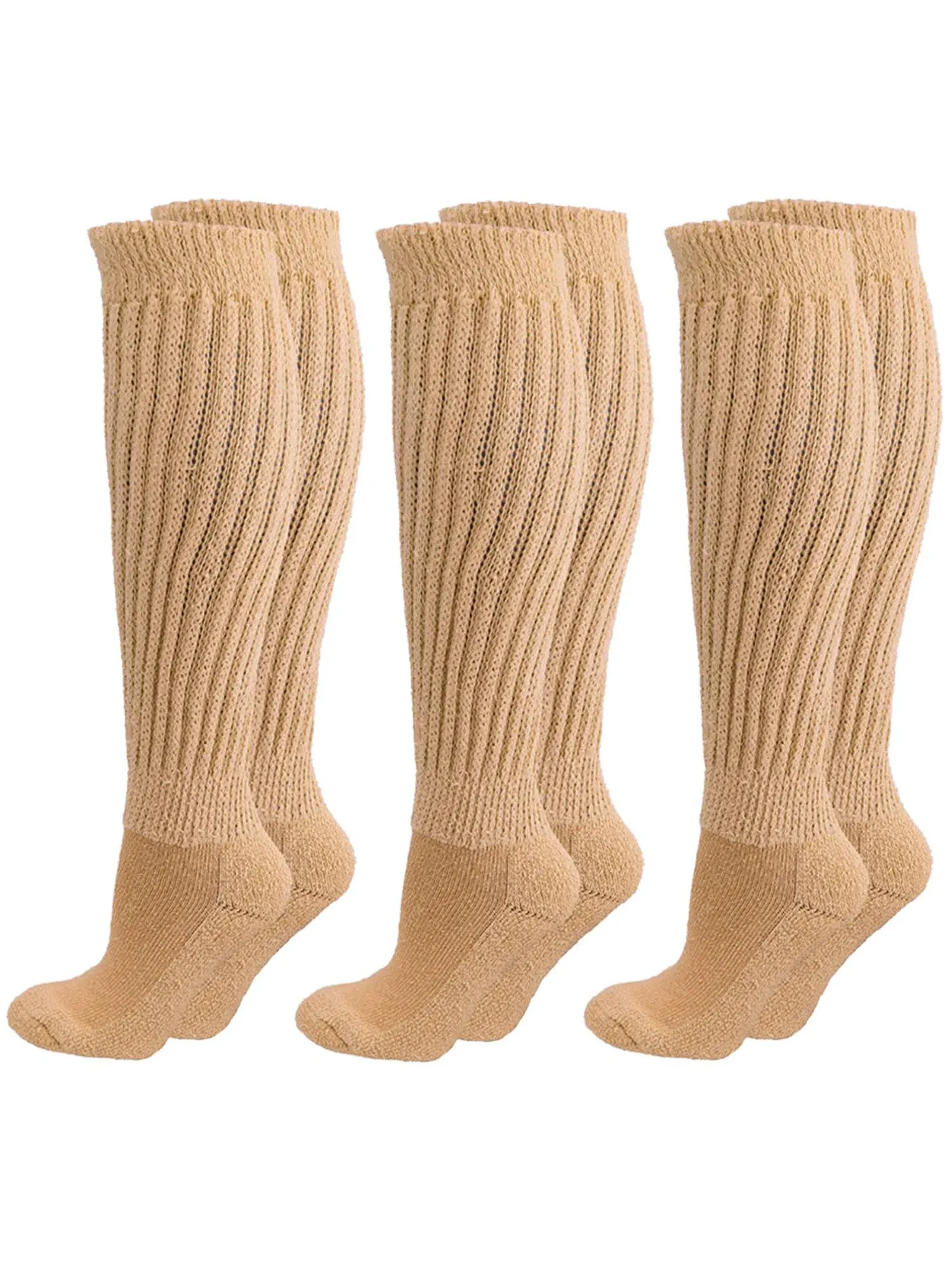 Luxury Divas All Cotton 3 Pack Extra Heavy Slouch Socks Made In USA