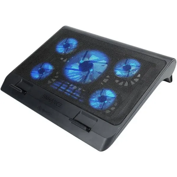 ENHANCE GX-C1 Laptop Cooling Stand (15.75” x 12.75”) with 5 LED Fans & Dual USB Ports for Data Pass Through