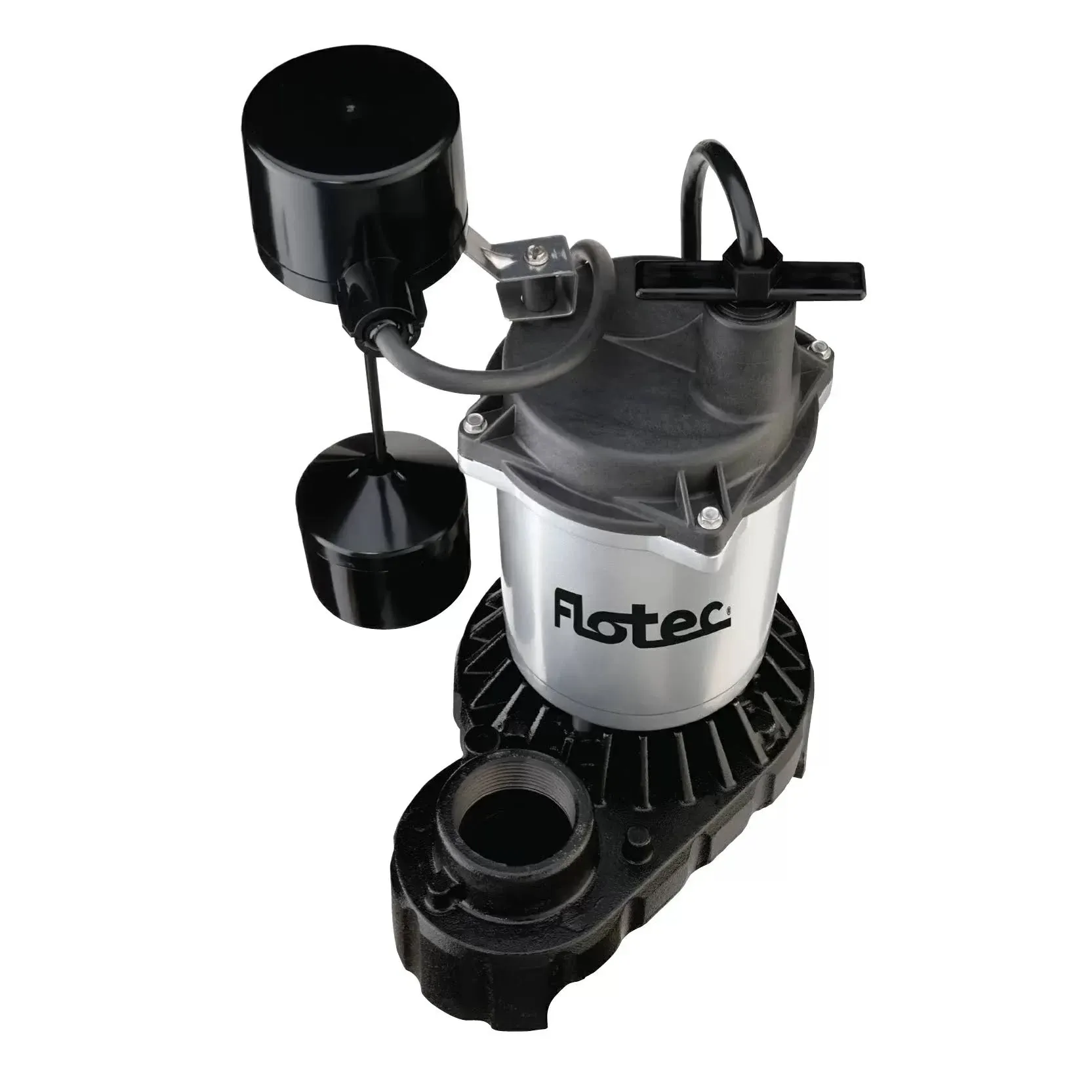 Flotec FPSC3350A Sump Pump, 1-Phase, 9.8 A, 115 V, 0.33 hp, 1-1/2 in Outlet, 24 ft Max Head, 2400 gph, Iron