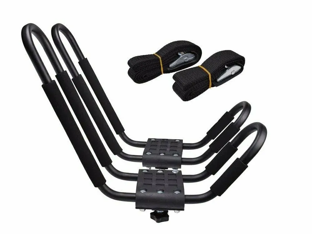 TMS J-Bar Rack HD Kayak Carrier Canoe Boat Surf Ski Roof Top Mounted on Car S...