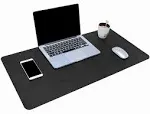 YSAGi Desk Mat, Desk Pad, Waterproof Desk Pad, 35.4" x 17" Laptop Leather Desk Pad Protector, Large Leather Desk Blotter for Keyboard and Mouse, Dual-Sided Desk Writing Pad for Office and Home (Black)