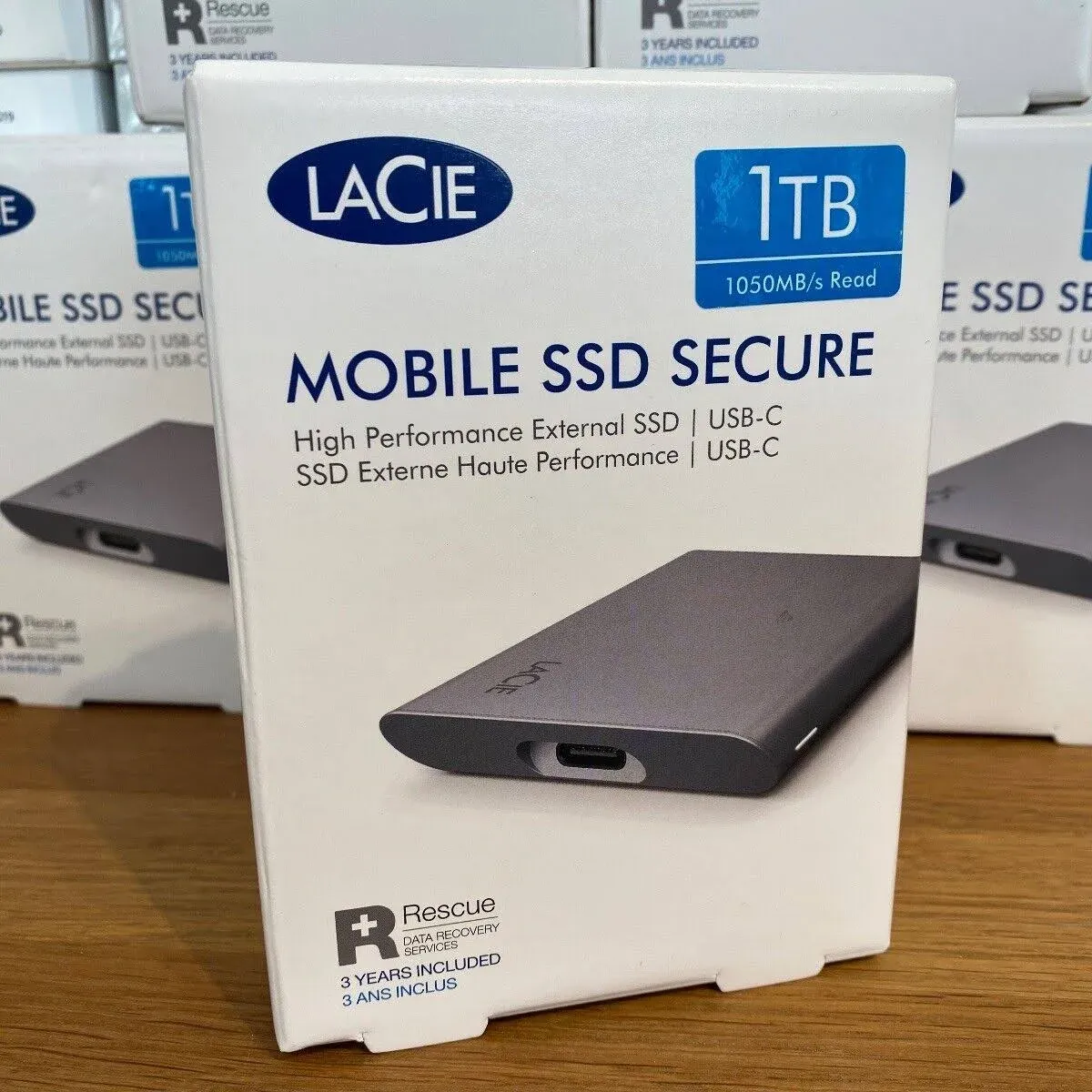 LaCie Mobile SSD Secure 1TB External USB 3.2 Gen.2 Hard Drive 1050MB/s