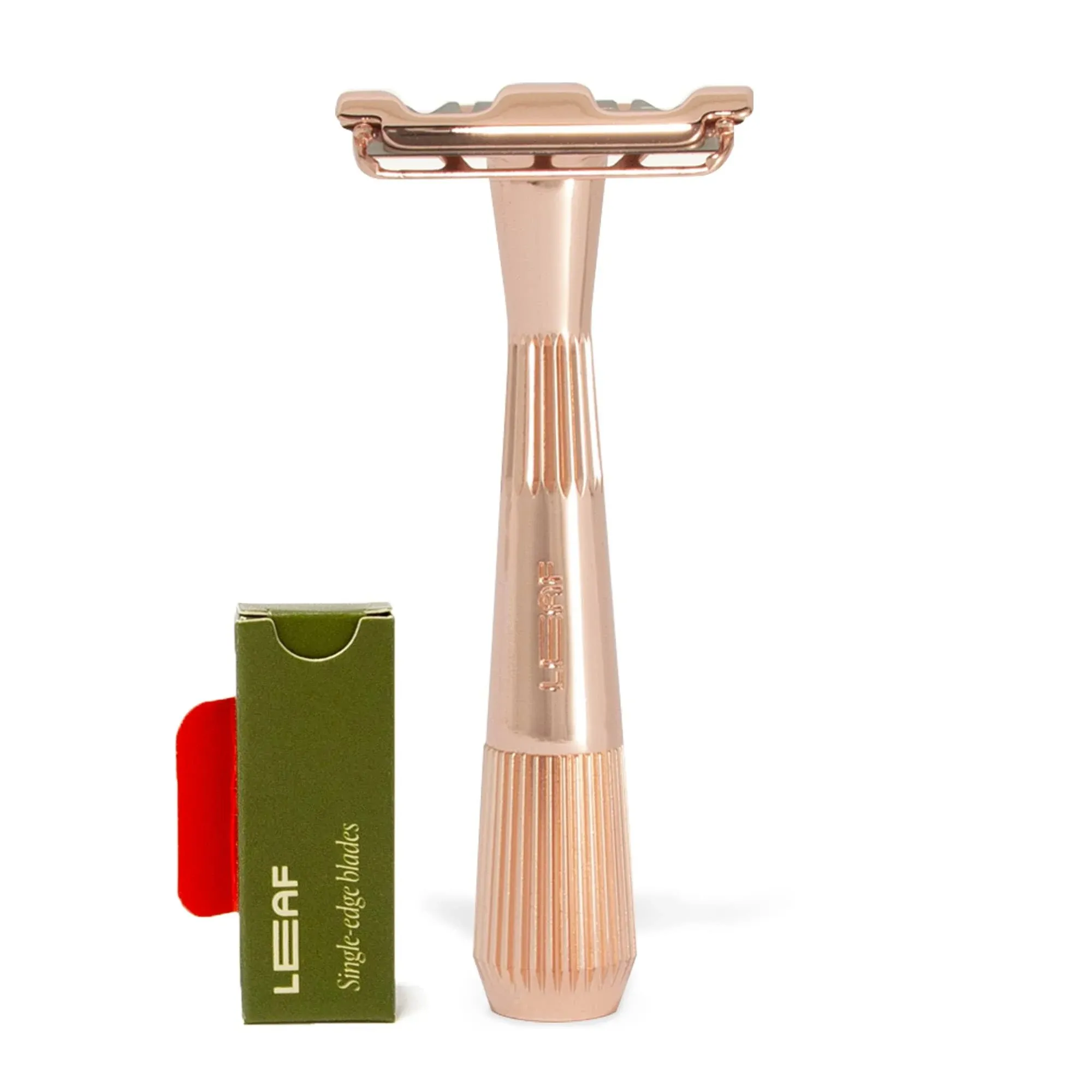 Leaf Shave | Thorn Razor, Rose Gold - All-Metal, Eco-Friendly Razor for Men & Women; Includes 5 Stainless Steel Single-Edge Razor Blades; Recommended for Face Shaving Coarser Hair