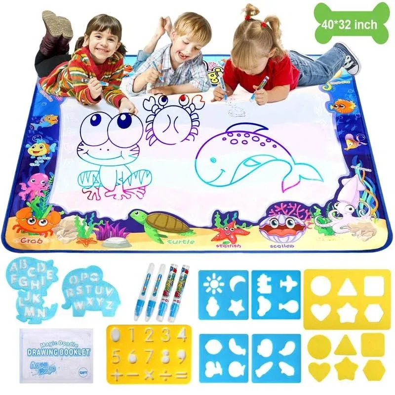 Adsoner Water Magic Mat Aqua Drawing Magic Mat Water Painting Doodle Mat with 4 ...