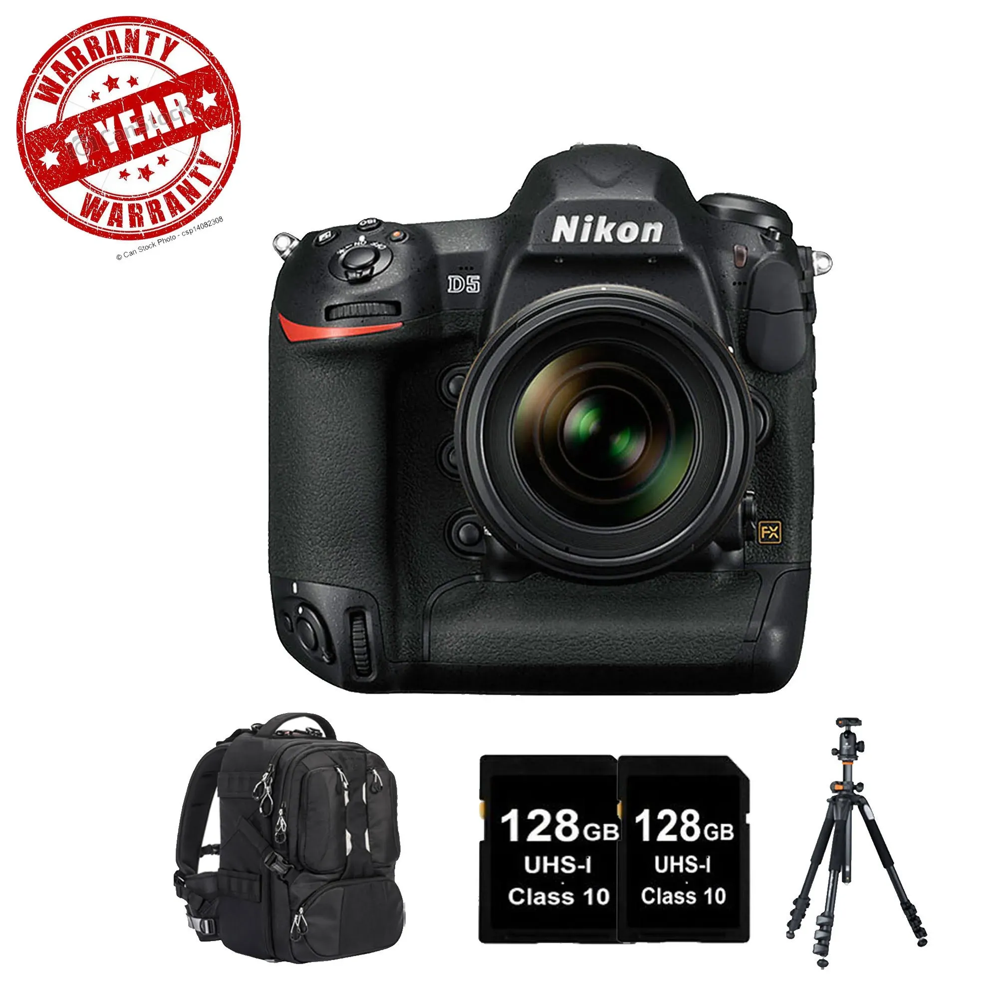 Nikon D5 DSLR Camera (Body Only, Dual CF Slots) USA 3 Year Warranty