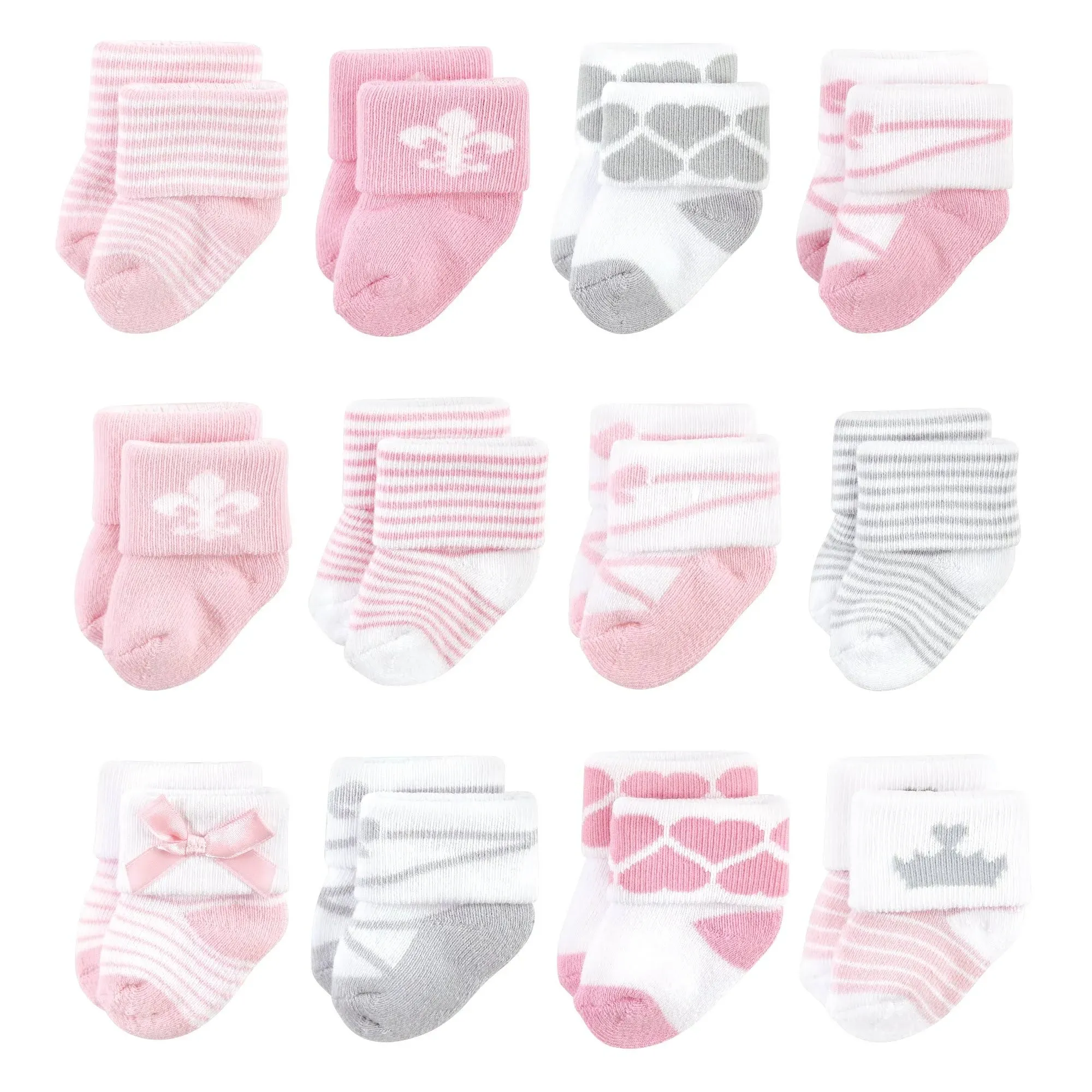 Hudson Baby Baby Girls' Cotton Rich Newborn and Terry Socks