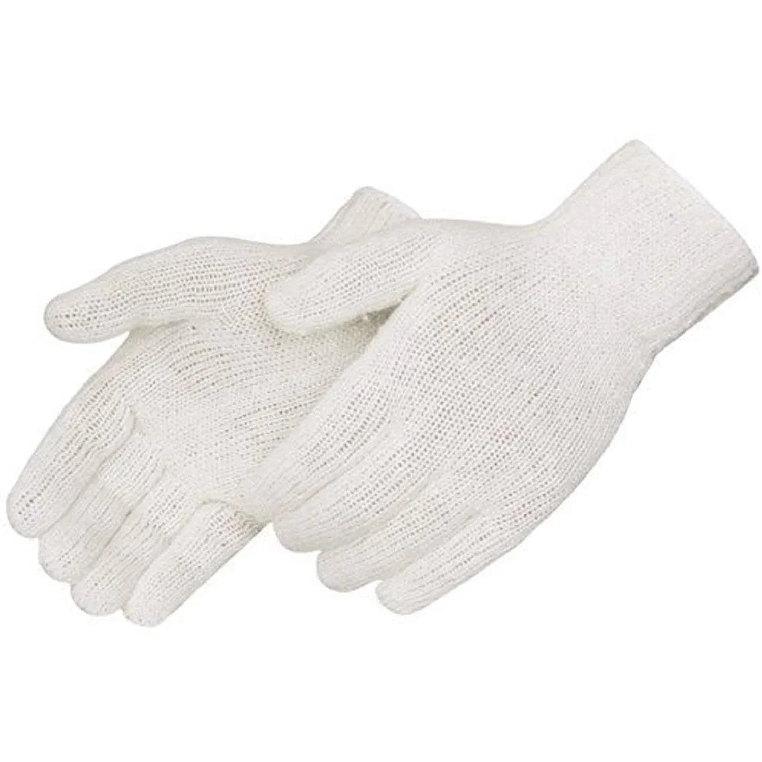 Liberty Glove & Safety K4517Q/L Cotton/Polyester Regular Weight Plain Seamless Knit Glove with Elastic String Knit Wrist, Large, Natural White (Pack of 12)