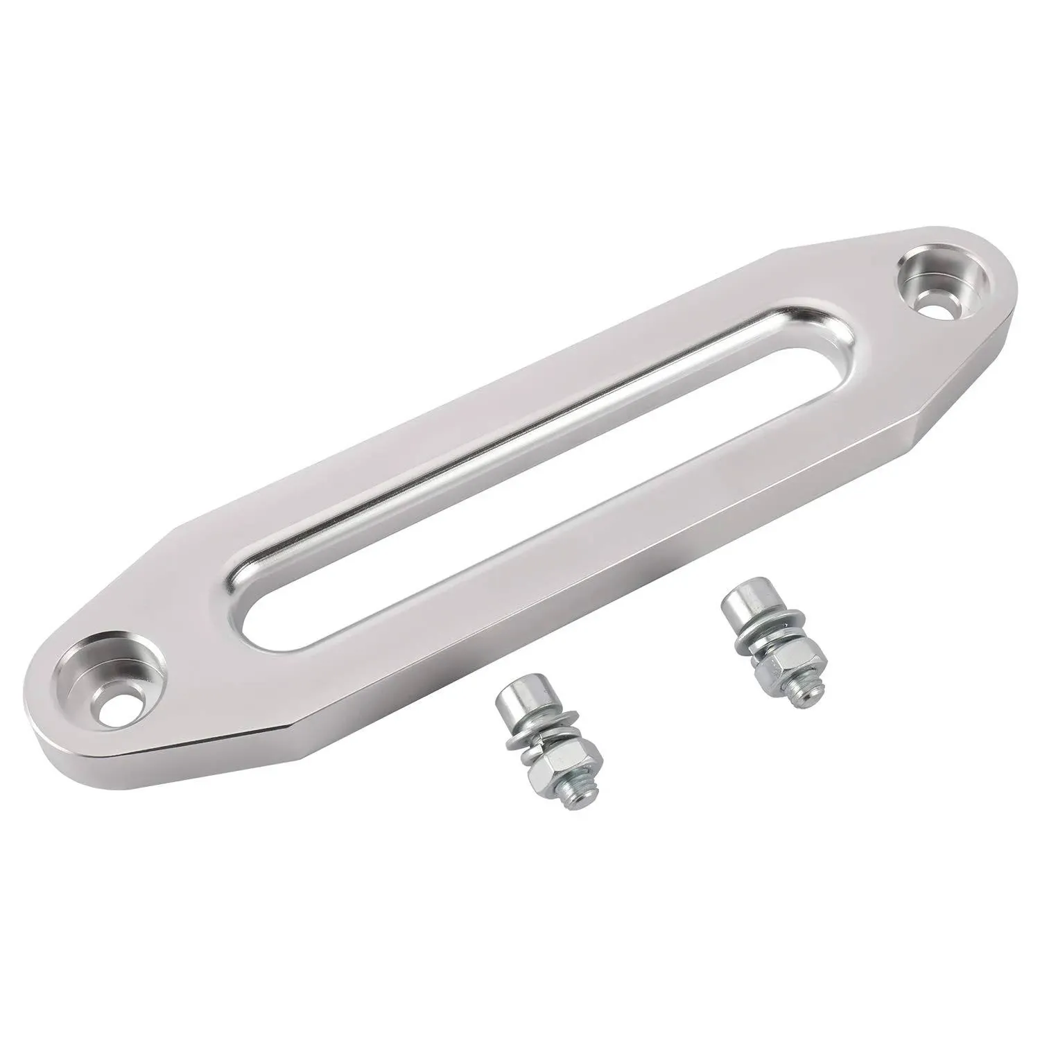 10" Billet Polished Aluminum Hawse Fairlead Load Capacity 8000-15000 LBs with Mounting Hardware for Synthetic Winch Rope (Silver, 10")