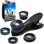 APEXEL 5in1 Phone Camera Lens Kit Macro Wide Angle for iPhone Android Smartphone