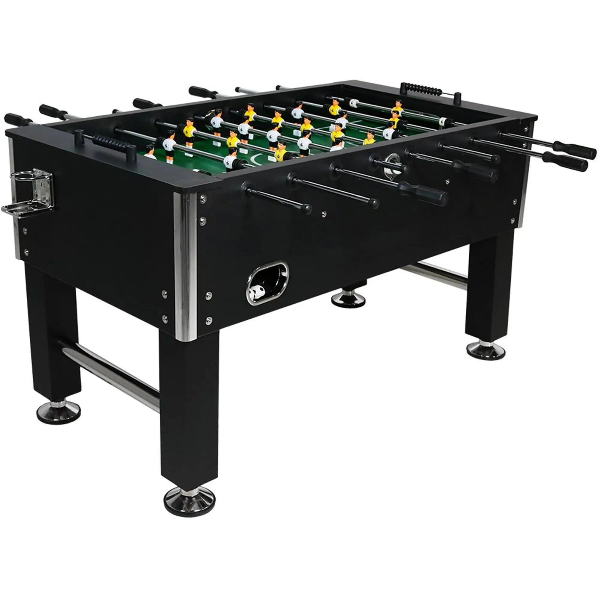 Sunnydaze 55-Inch Foosball Table - Chrome Plated Steel Rods - 2 Durable Drink Holders - 4 Sturdy Leg Levelers