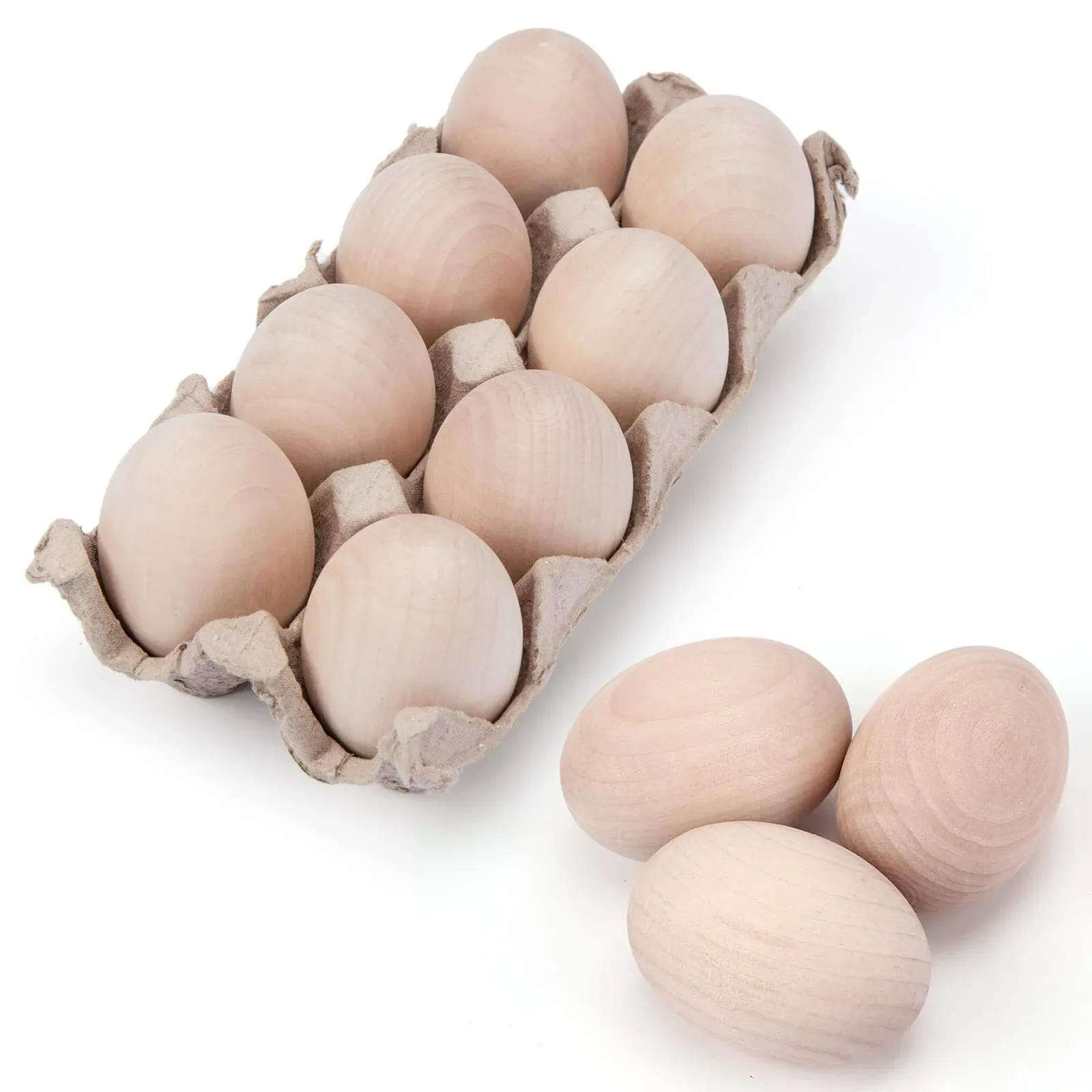 SallyFashion 24 PCS Unpainted Wooden Eggs Fake Eggs for Children DIY Game, Kitchen Craft Adornment, Toy Foods