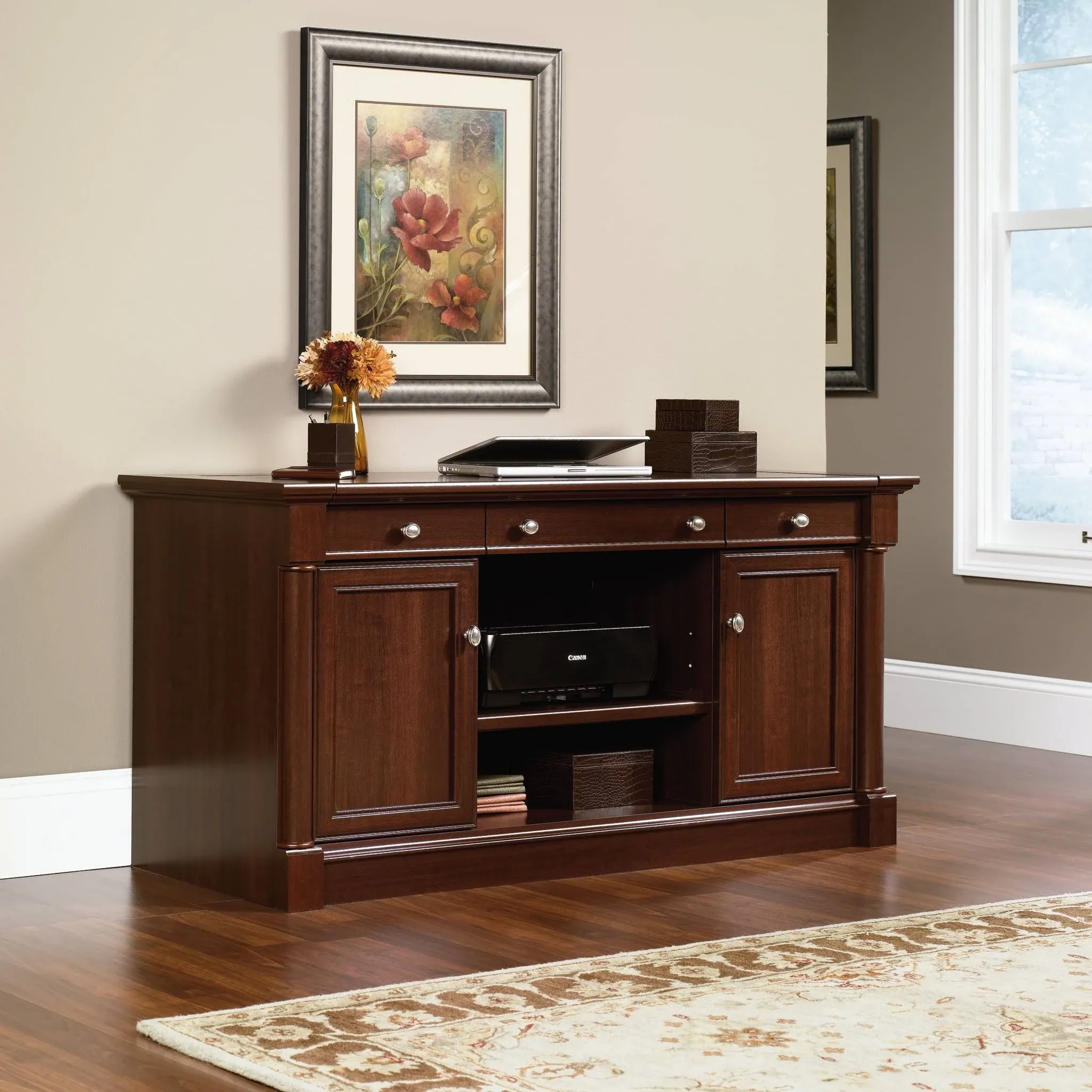 Sauder Palladia Credenza, in Select Cherry finish