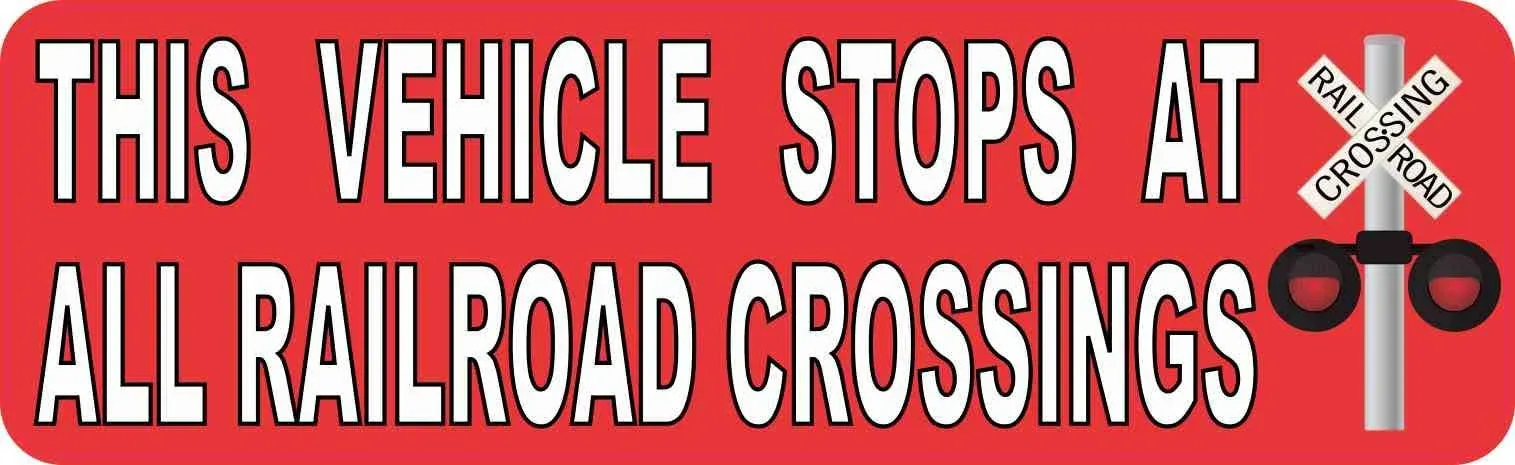 10x3 Vehicle Stops at Railroad Crossings Magnet Car Truck Vehicle Magnetic Sign