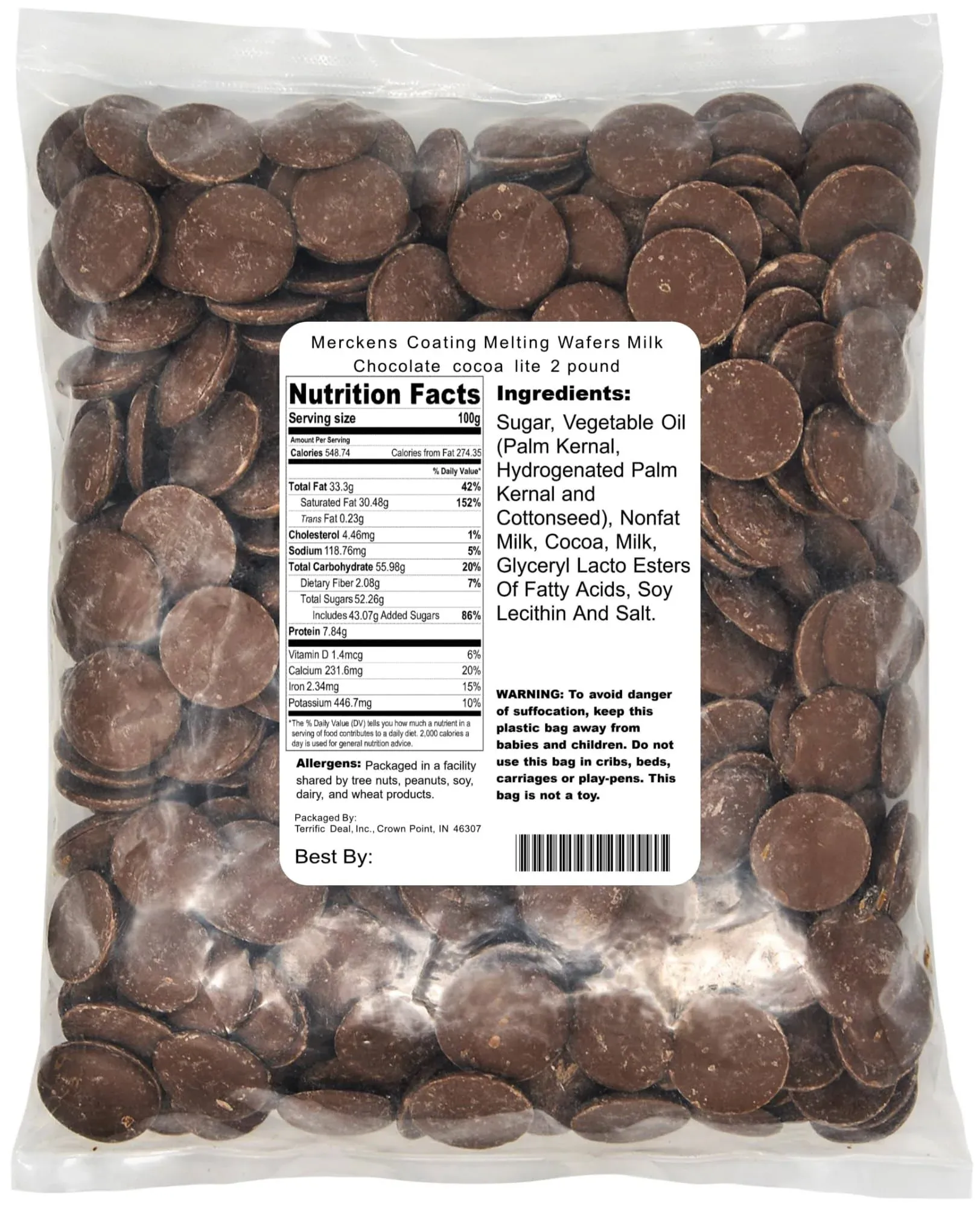 Merckens Coating Melting Wafers Milk Chocolate cocoa lite 5 pounds