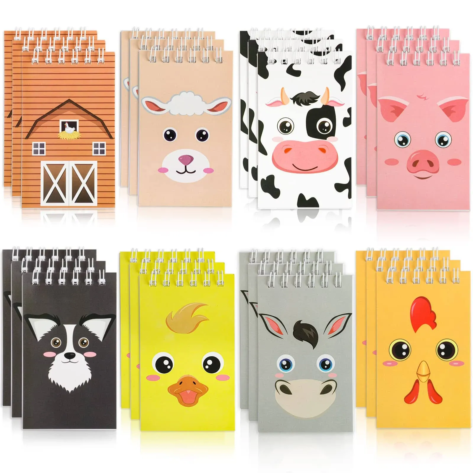 Hooqict 24 Pieces Farm Animal Mini Notepads Small Notebooks for Kids Farm ...